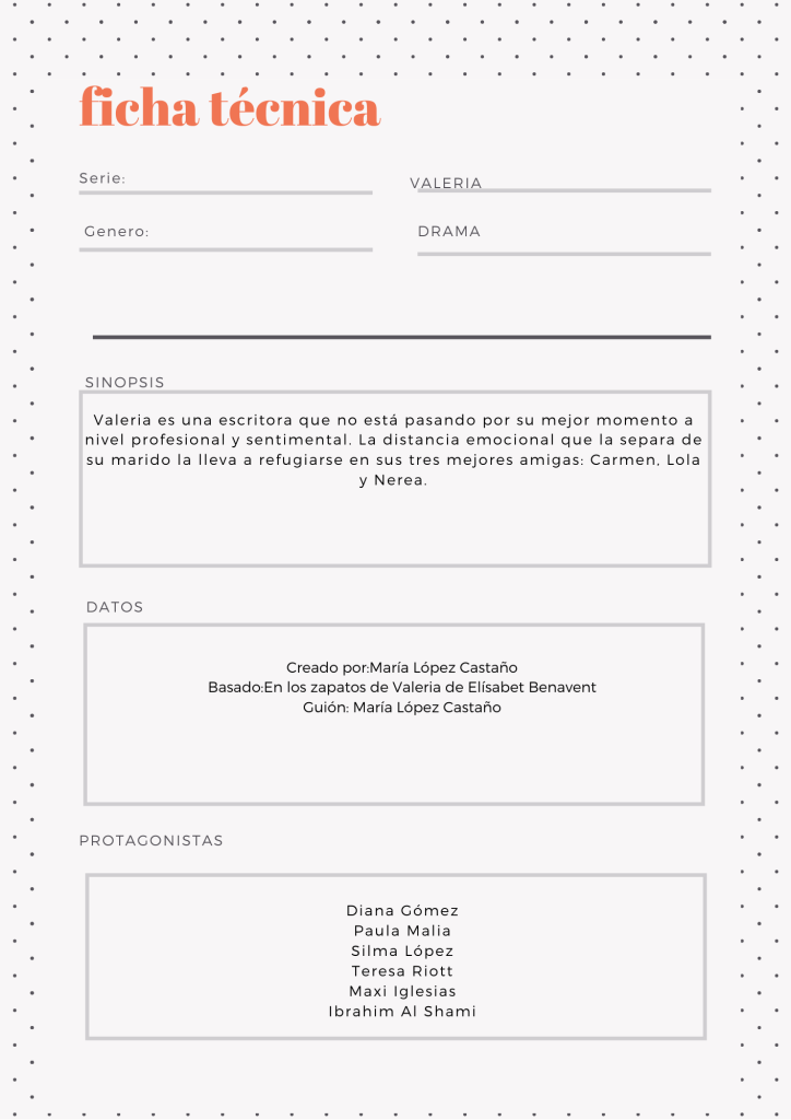 ficha técnica de la serie valeria
 